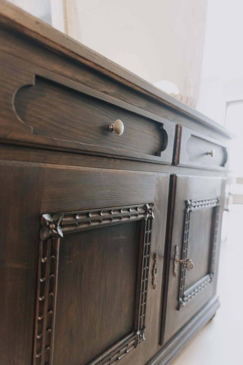 Kommode Vintage Echtholz schwarz