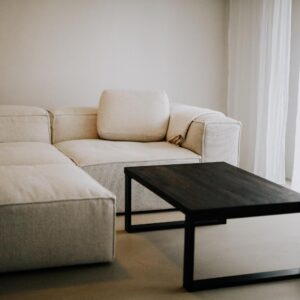 LANDWERK® | Antike Vintage Möbel & Restaurierte Massivholz Unikate Unikat 2 Edler Couchtisch aus Holz (Eiche), Couchtisch Holz, Sofatisch mit schwarzem Metallgestell, Couchtisch Eiche massiv, Landhaus rechteckig groß