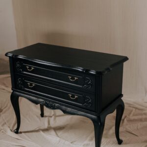 LANDWERK® | Antike Vintage Möbel & Restaurierte Massivholz Unikate Unikat 7 Kleine Vintage Kommode Holz mit 2 Schubladen - Kommode antik - Kommode Eiche - Kommode alt aus Holz (Altholz) dunkel - Kommode Vintage Holz