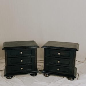 LANDWERK® | Antike Vintage Möbel & Restaurierte Massivholz Unikate Unikat 1 Nachttisch 2er Set Vintage Nachtkästchen Beistellkommode Bett Vintage Kommode Schlafzimmer - Nachtkästchen Eiche Small Nightstand Set of 2