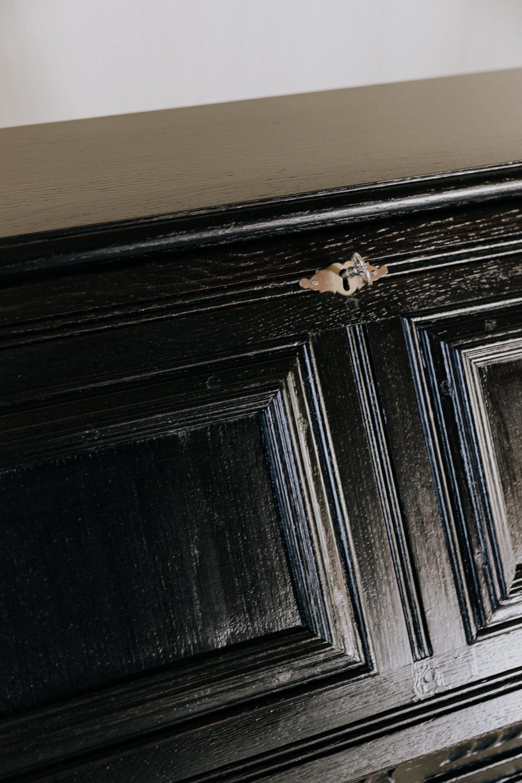 Vintage Sekretär antik schwarz aus massivem Holz – Eleganter Schreibschrank für stilvolle Einrichtung - Sekretär Vintage Massiv Altholz – Bild 5