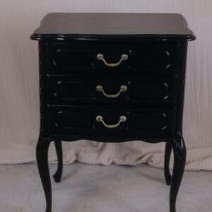 Kleine Beistellkommode mit 3 Schubladen - Kommode schmal antik massivholz - Vintage Kommode mit Schubladen - Kommode schwarz klein u. massiv