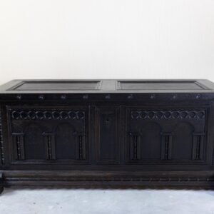 Vintage Truhe antik 19. Jahrhundert – Truhe Vintage Eiche Massivholz – rustikale Holztruhe mit Stauraum Truhe Eiche massiv - Holztruhe groß