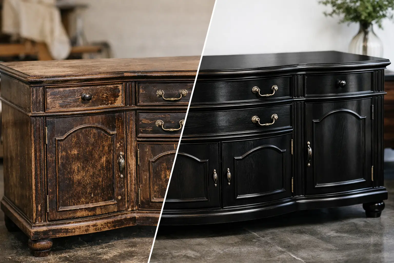Sideboard Restaurierung vorher nachher